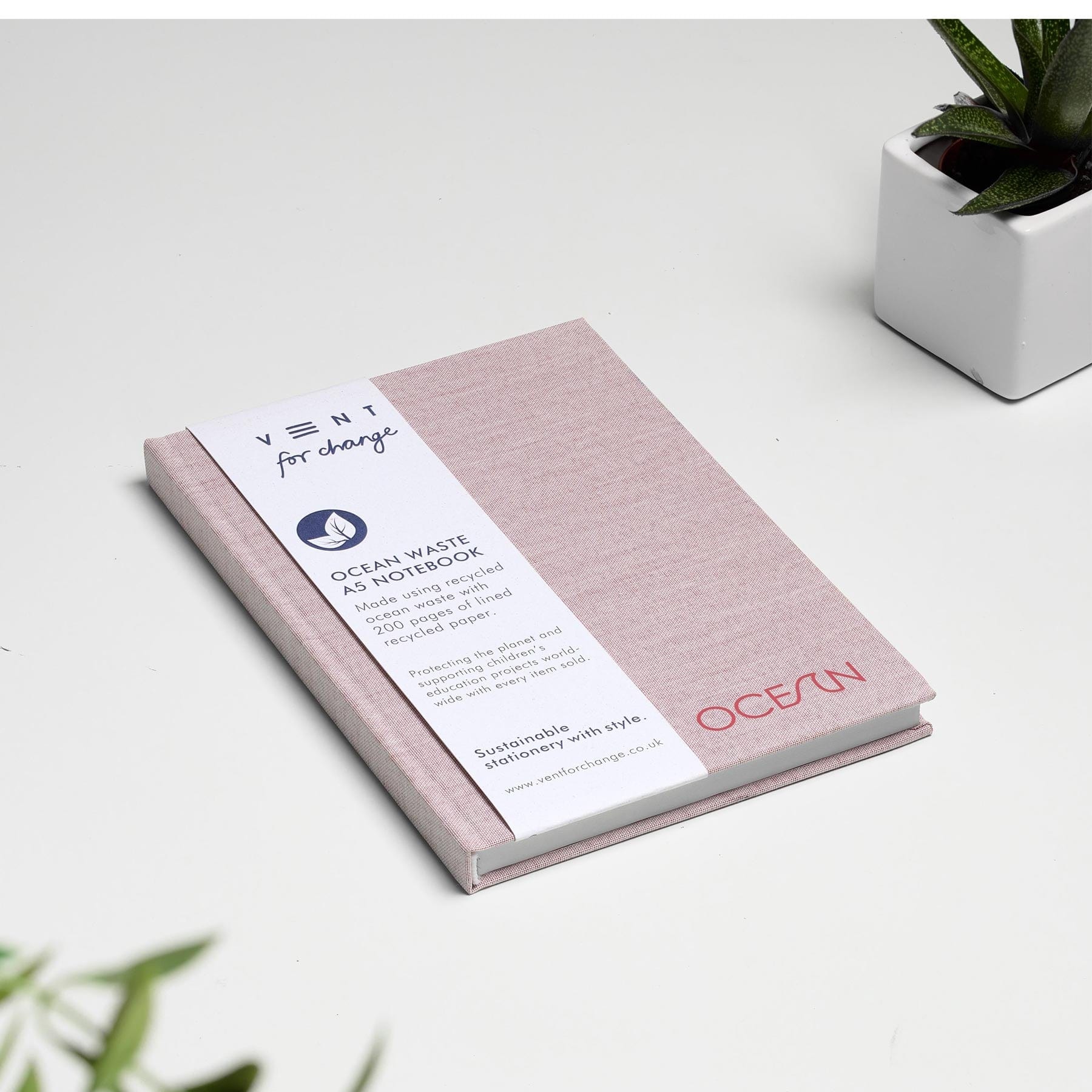 Ocean waste A5 notebook – coral pink - Image 4